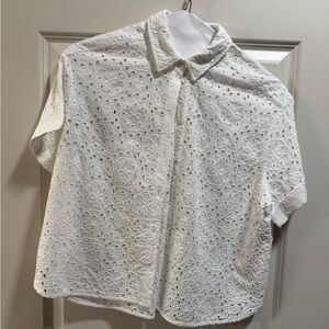 Sezane White Eyelet Blouse